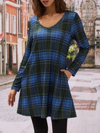 Damen Karo Freizeitkleid mit praktischen Seitentaschen R&B