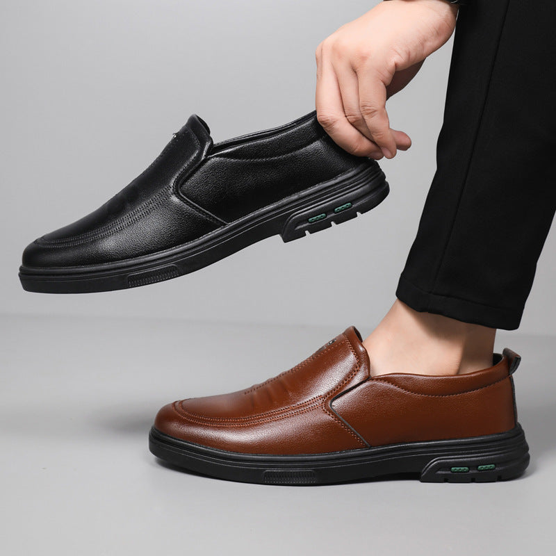 Herren Bequeme Slip-On Lederschuhe mit rutschfester Sohle R&B