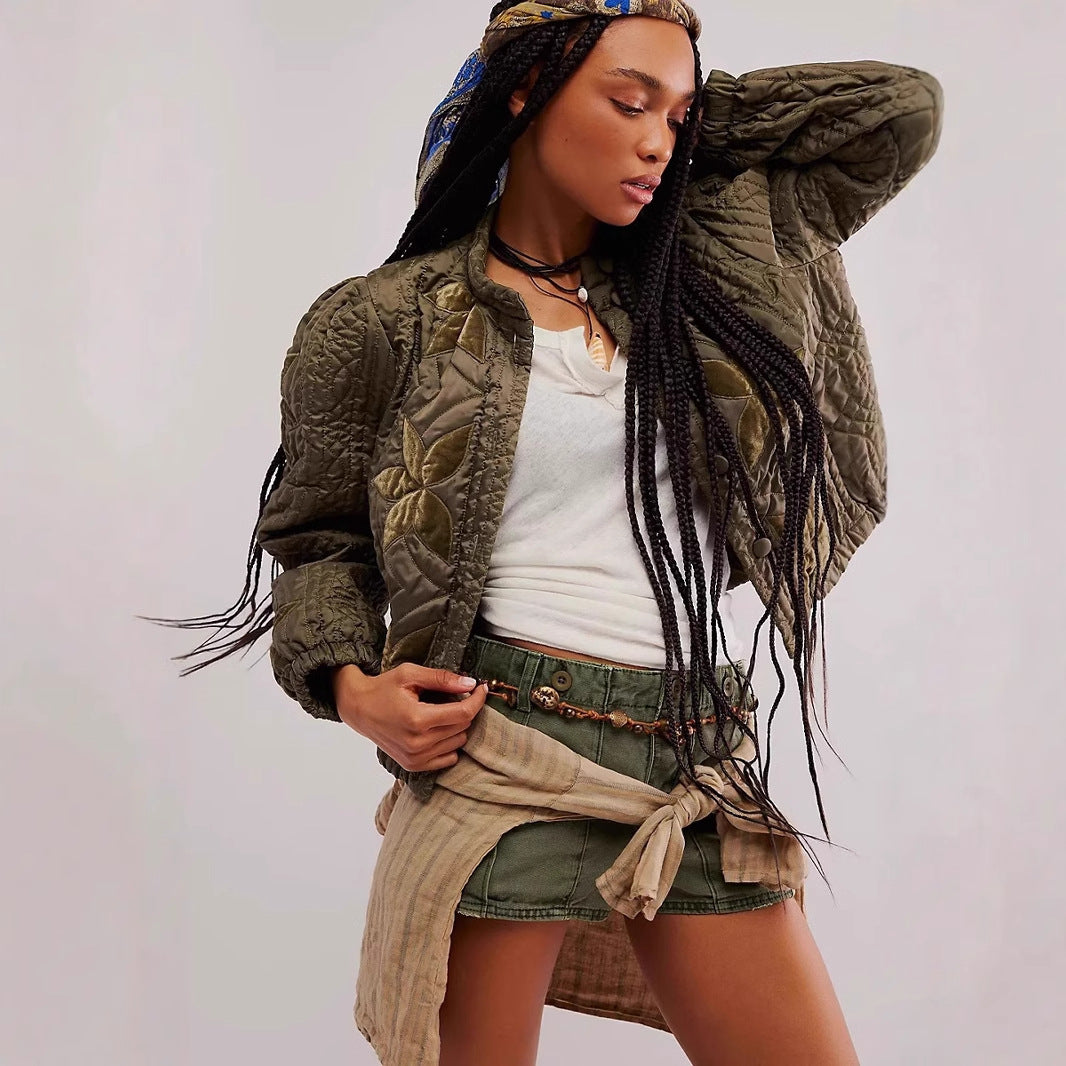 Damen gesteppte Blumenjacke R&B