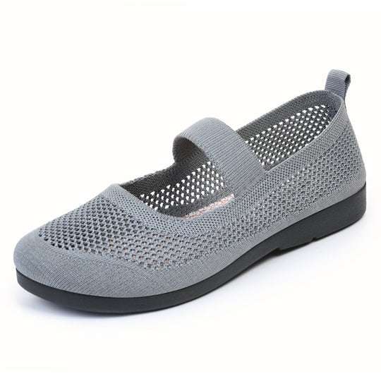 Damen Strick-Ballerinas mit elastischem Riemen R&B