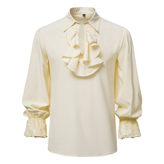Damen Bluse mit Rüschendetails und Spitzenabschlüssen R&B