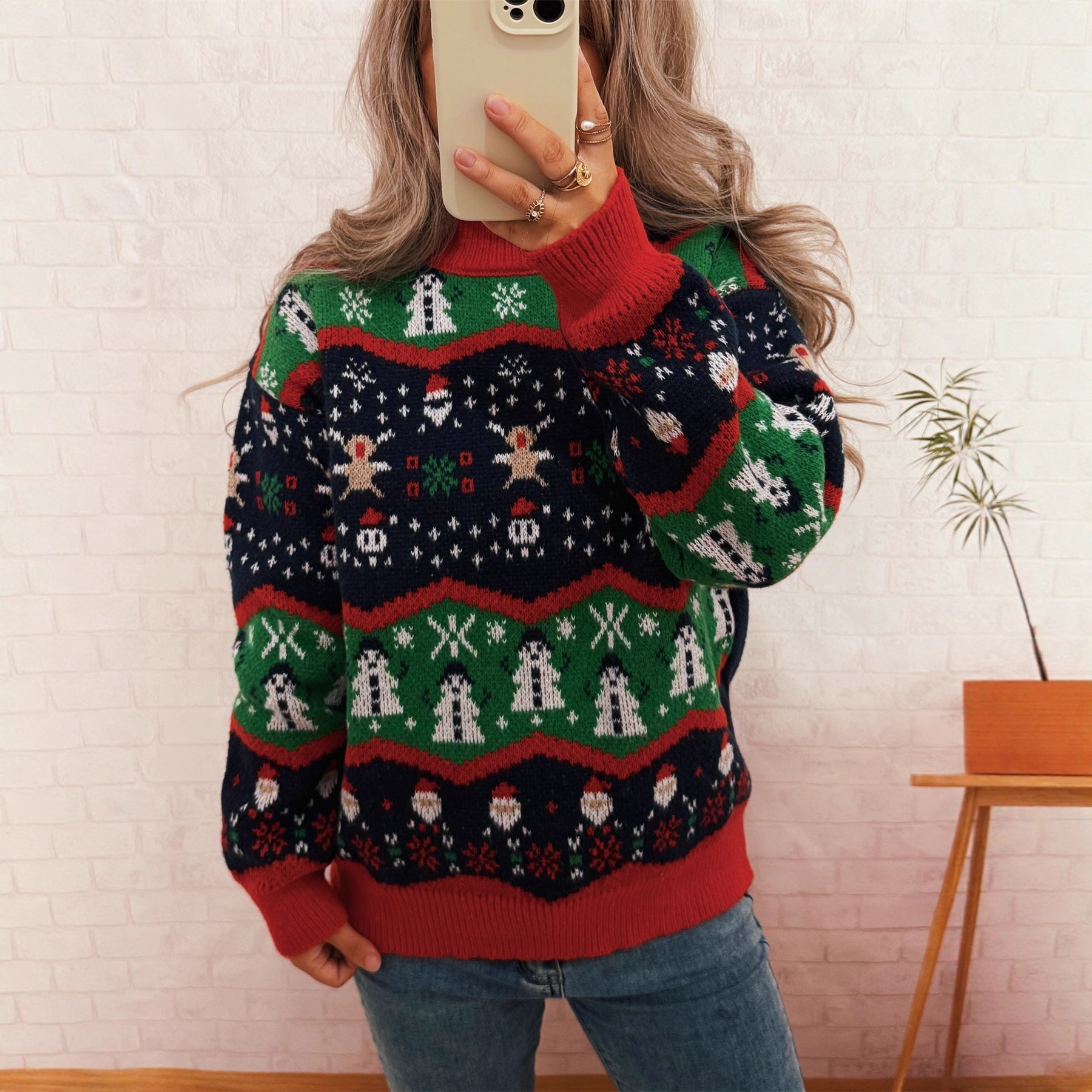 Damen Weihnachtspullover mit fröhlichem Motiv und lässigem Schnitt R&B