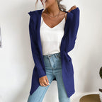 Damen Langärmlige Strickjacke mit Kapuze und seitlichen Taschen R&B