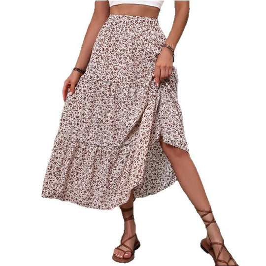 Damen Maxirock mit asymmetrischem Schnitt und floralem Design R&B