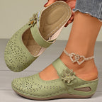 Damen Komfortable Clogs mit floralem Cut-Out-Design und rutschfester Sohle
