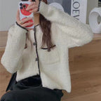Damen Kuscheliger Cardigan mit stylischen Knopfdetails und aufgesetzten Taschen R&B