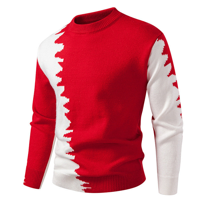 Herren modischer Strickpullover mit asymmetrischem Farbdesign und hohem Komfort R&B