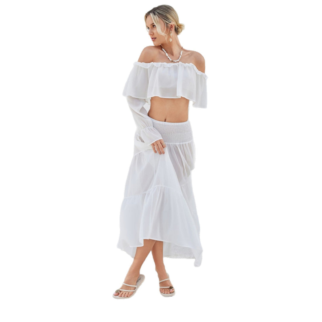 Damen lässiges Crop-Top und Maxirock Set R&B