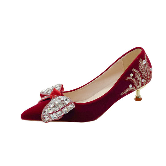Damen Glamouröse Pumps mit funkelndem Schmuckdetail und eleganter Schleife R&B