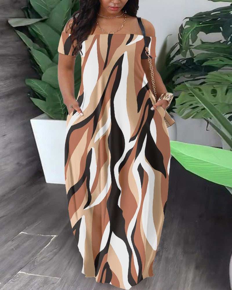 Damen Maxi-Kleid mit Off-Shoulder Design R&B