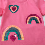 Mädchen T-Shirt mit glitzerndem Regenbogen-Design R&B