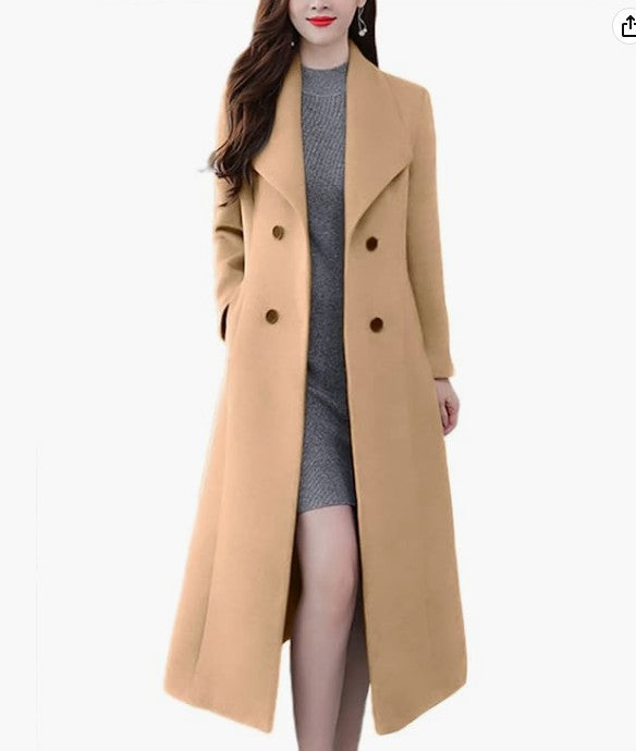 Damen Lange Wollmantel R&B