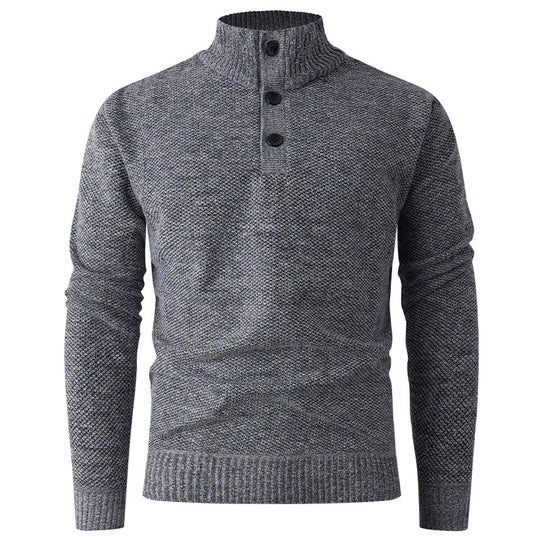 Herren eleganter Stehkragenpullover mit strukturiertem Zopfmuster R&B