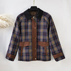 Damen Karierte Jacke mit weichem Cordkragen R&B