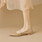Damen Ballerinas aus Leder mit edlem Kettendetail