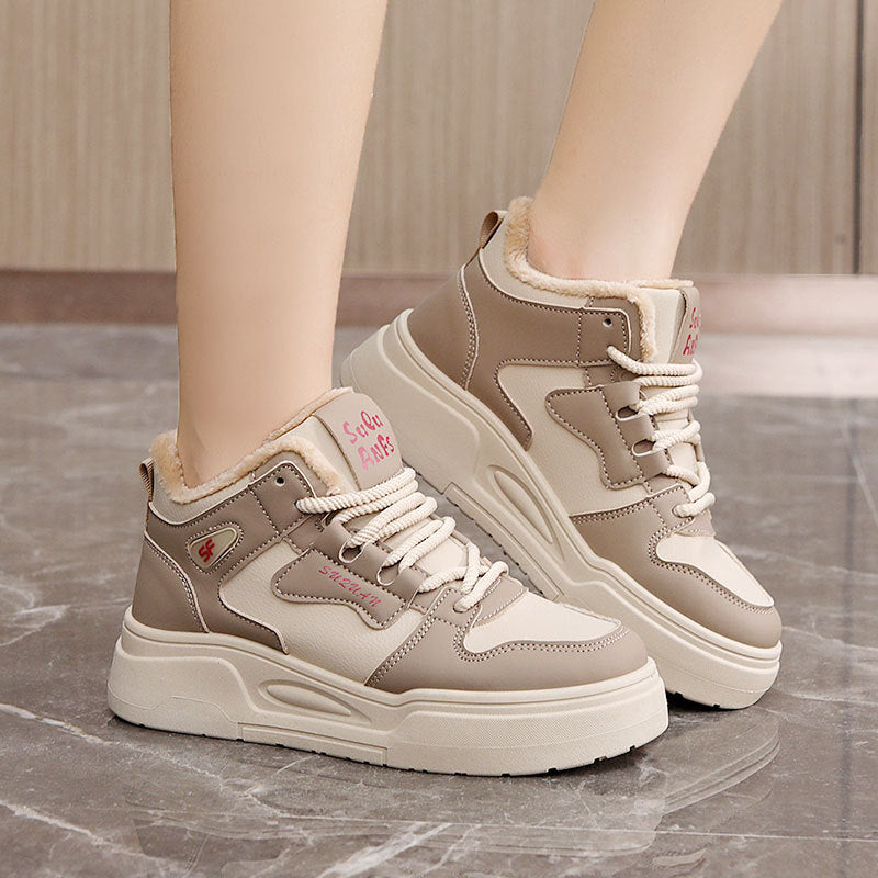 Damen Sportliche High-Top Sneakers mit weichem Fleece-Futter R&B