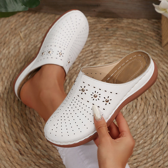 Damen Bequeme Clogs mit modischem Perforationsdesign und dekorativen Applikationen R&B
