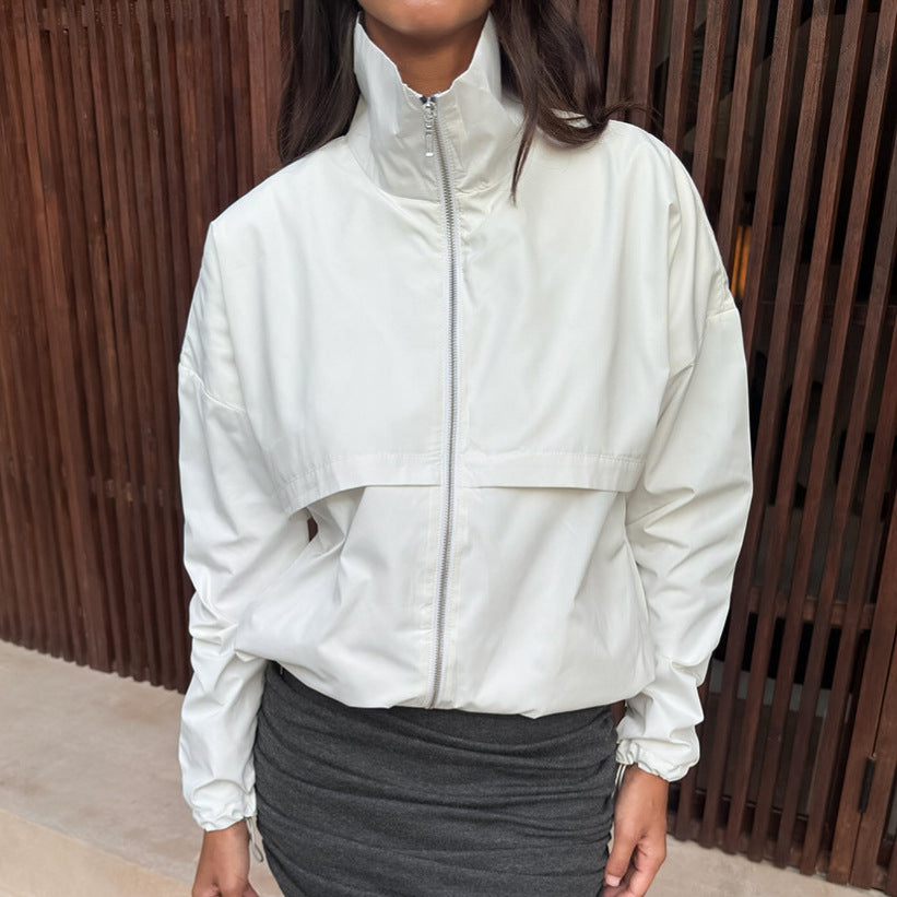 Damen Sportliche Übergangsjacke mit hohem Kragen und weitem Schnitt R&B