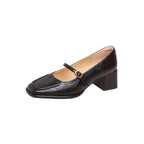 Damen elegante Mary Janes mit Blockabsatz und modischer Schnalle R&B