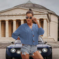 Damen Grobstrickjacke mit dekorativen Knöpfen und lässigem Schnitt R&B