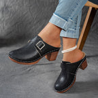 Damen Clogs mit modischem Schnallen-Design und komfortablem blockiertem Absatz R&B