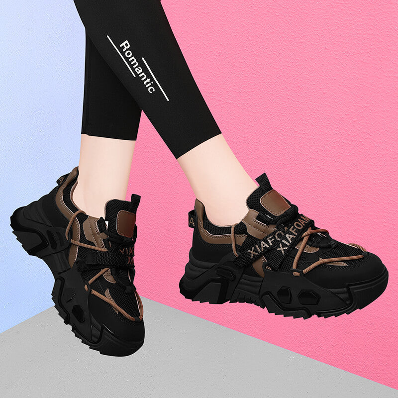 Damen Sportliche Chunky Sneakers mit atmungsaktivem Obermaterial und dämpfender Außensohle R&B