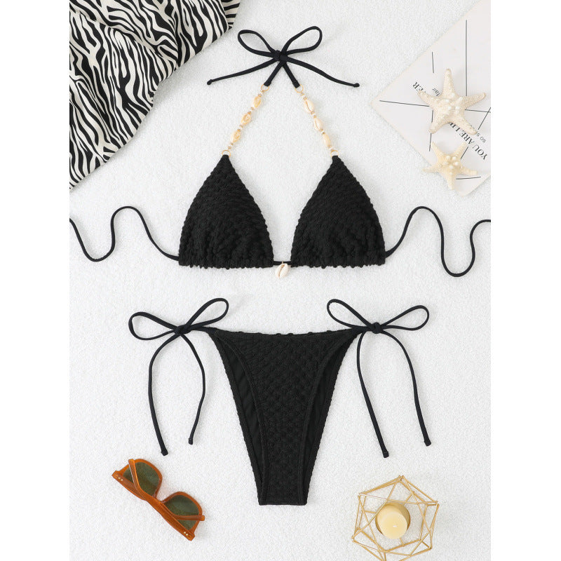 Damen Häkel-Bikini-Set mit verstellbaren Seitenschnüren und einzigartigem Design R&B