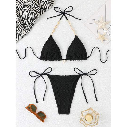 Damen Häkel-Bikini-Set mit verstellbaren Seitenschnüren und einzigartigem Design R&B