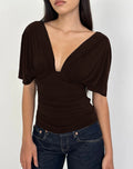 Damen Elegantes Oberteil mit tiefem V-Ausschnitt und lässigem Drapierungsdesign R&B