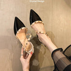 Damen Elegante Ballerinas mit modischen Glitzer-Akzenten und verstellbarem Riemendesign