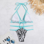 Damen Triangel-Bikini mit einzigartigem Ringdetail und trendy ZR&Bra-Muster R&B