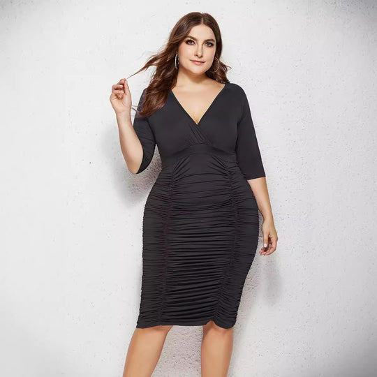 Damen figurbetontes Wickelkleid R&B