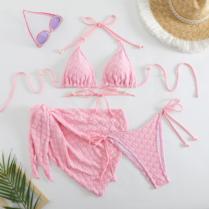 Damen Triangel-Bikini mit floralem Muster und dazugehörigem Rock R&B