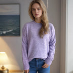 Damen lässiger Pullover mit weitem Schnitt und modernem Rippstrickdesign R&B