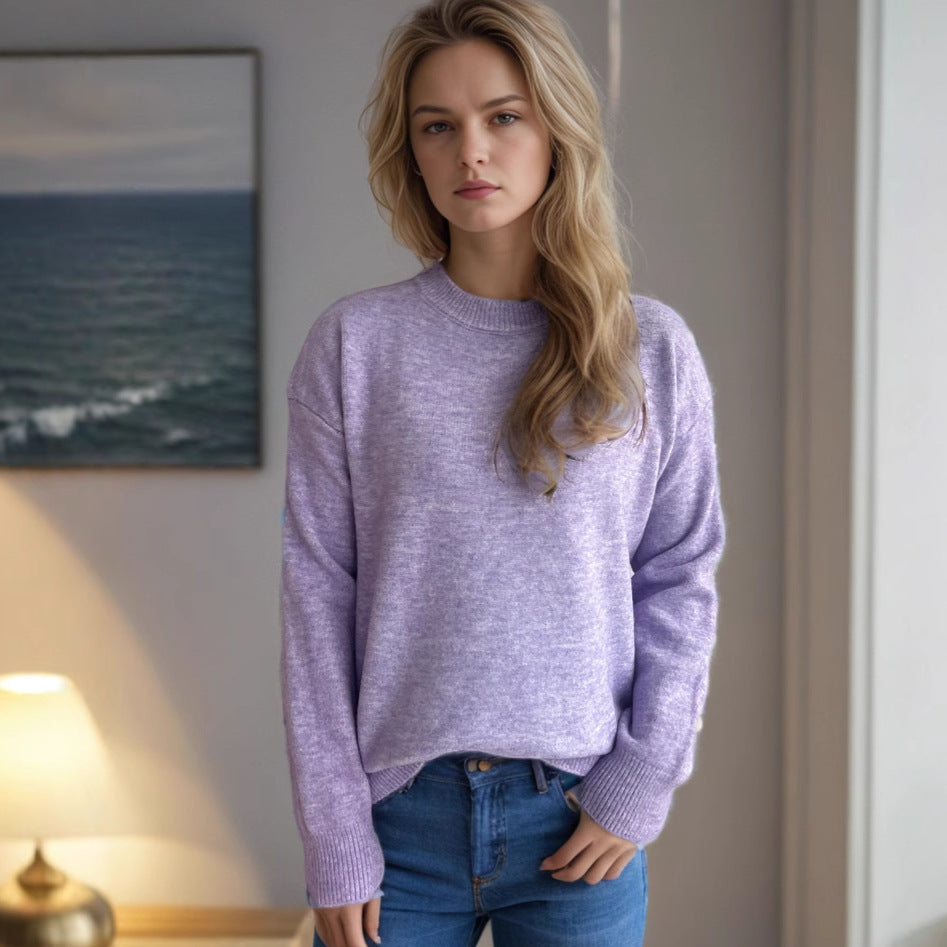 Damen lässiger Pullover mit weitem Schnitt und modernem Rippstrickdesign R&B