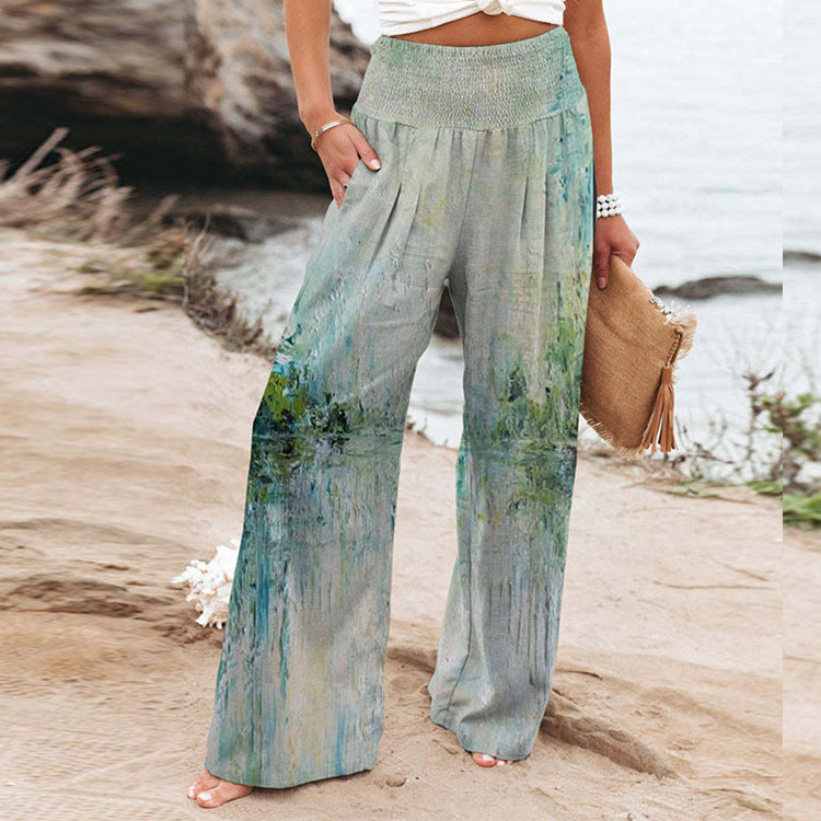 Damen Weite Sommerhose mit floralen Designs und elastischem Bund R&B