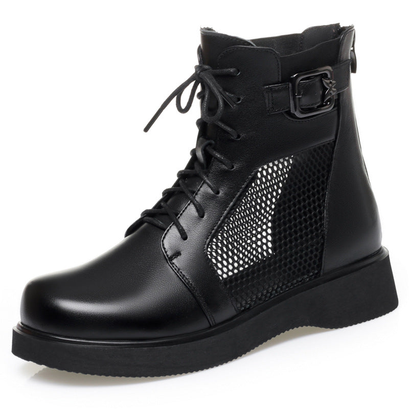 Damen Modische Schnürstiefeletten mit Netzdetail und komfortabler Sohle