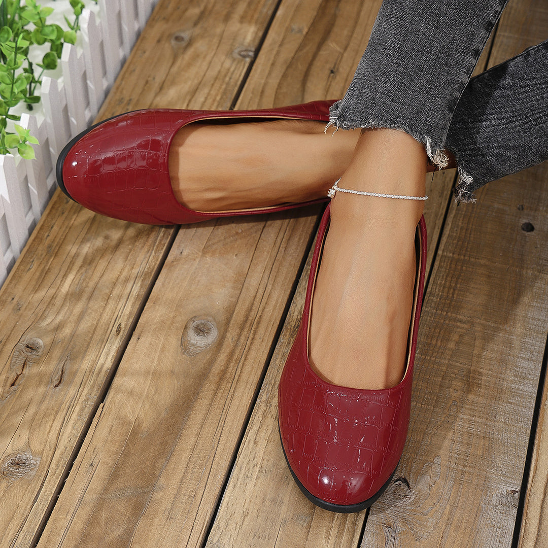 Damen Komfortable Ballerinas mit elegantem Krokodilmuster R&B