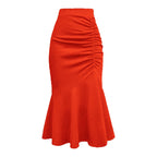 Damen eleganter Midirock mit asymmetrischem Schnitt und Raffung R&B