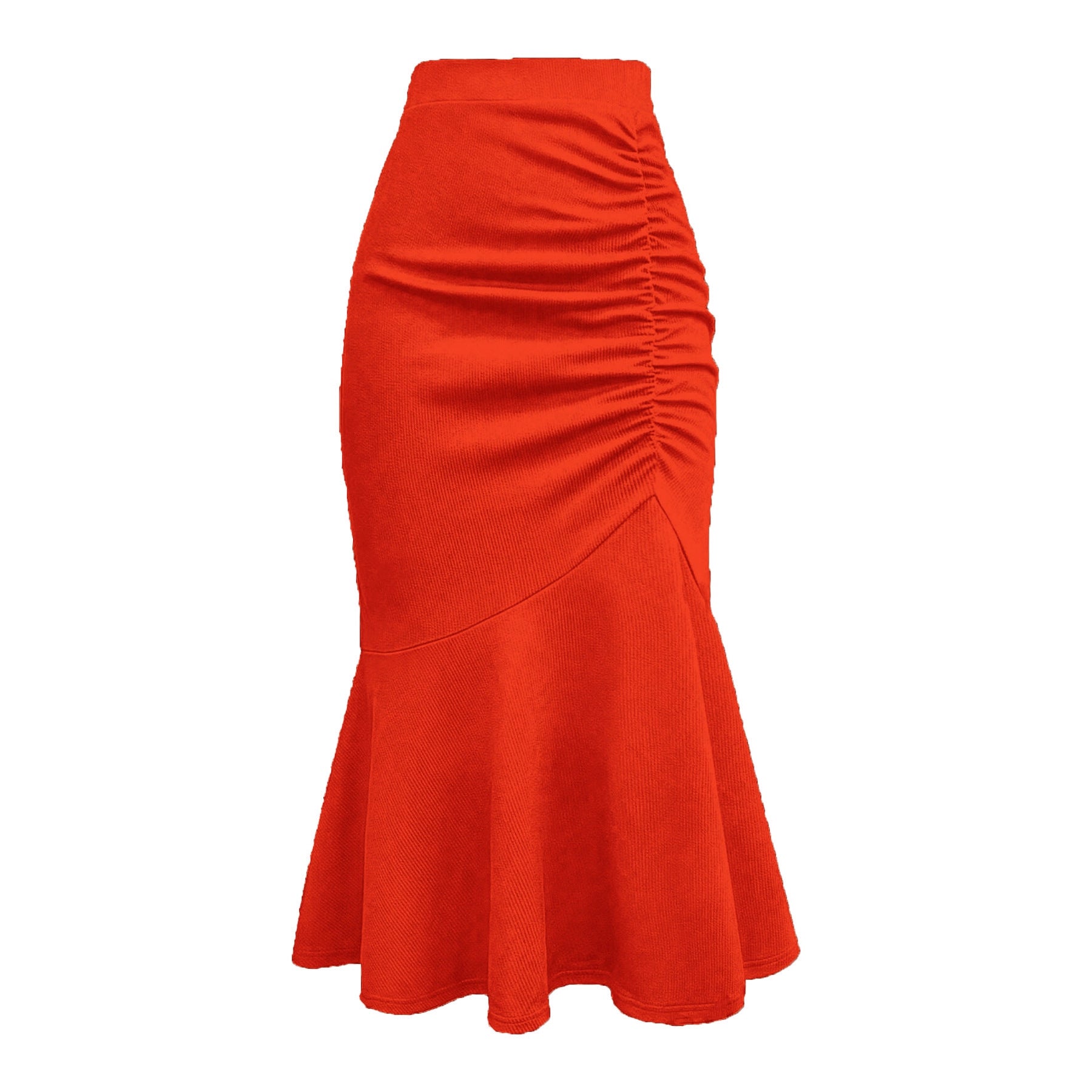 Damen eleganter Midirock mit asymmetrischem Schnitt und Raffung R&B