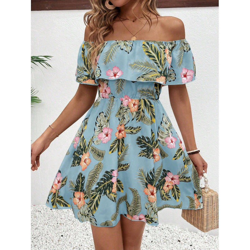 Damen Off-Shoulder Sommerkleid mit floralem Muster R&B