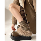 Damen Plüschgefütterte Plateau-Schuhe mit rutschfester Sohle R&B