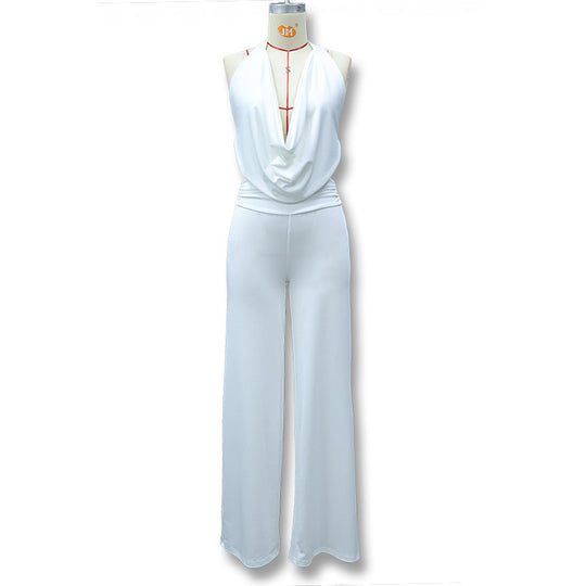 Damen Jumpsuit mit elegantem Wickeldetail und weiten Beinpartien R&B