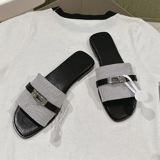 Damen elegante Flip-Flops mit modischen Riemen und komfortablem Fußbett R&B