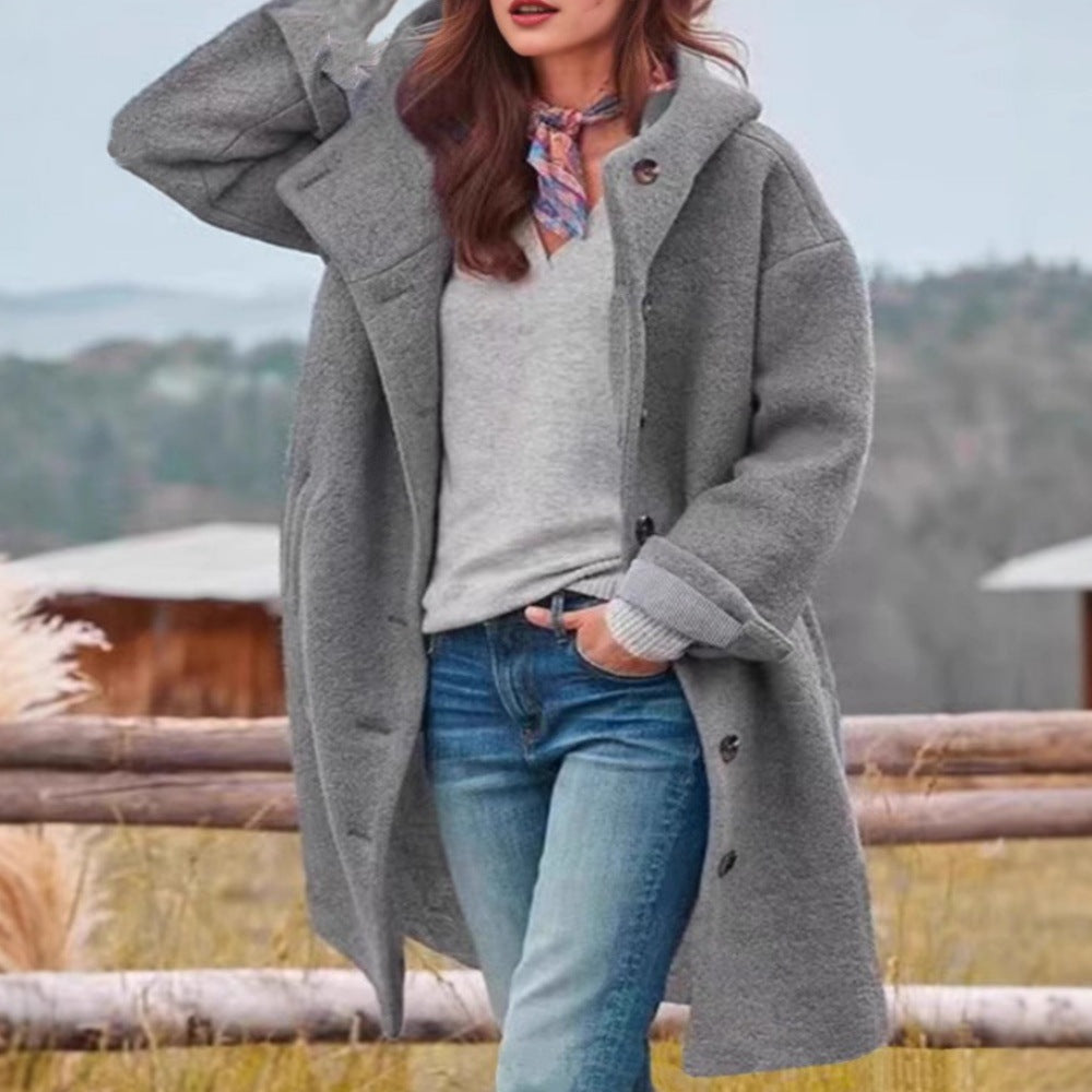 Damen lässiger Oversized-Fleece-Mantel mit praktischen Taschen R&B