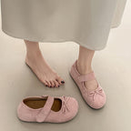 Damen Ballerinas mit praktischem Klettverschluss und verspieltem Schleifendetail EB