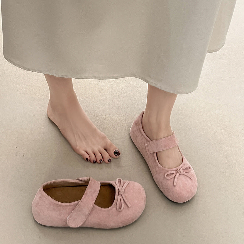 Damen Ballerinas mit praktischem Klettverschluss und verspieltem Schleifendetail EB