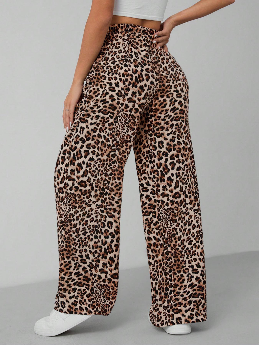 Damen Relaxed Fit Leopardenmuster Palazzo-Hose R&B