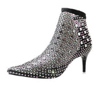 Damen elegante Netz-Stiefeletten mit funkelnden Strassverzierungen R&B
