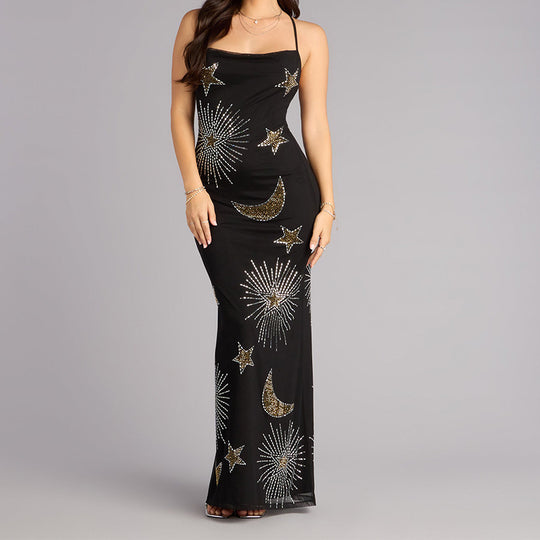Damen Glamouröses Abendkleid mit schimmernden Pailletten und fantasievollem Design R&B